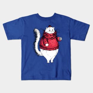 Gentleman Cat with A Very Fuzzy Sweater and Lovely Hat Kids T-Shirt